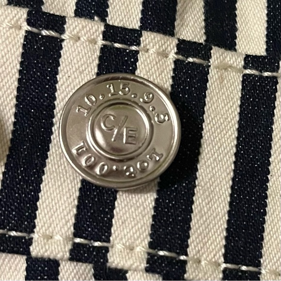 Current Elliot The Sleeveless Jumpsuit Dress White Navy Stripes Stretch Denim - Picture 10 of 16